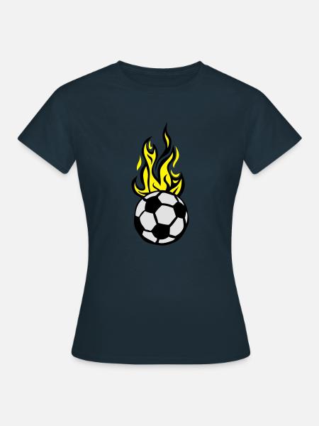 Fußball Flamme Feuer Flamme - Frauen T-Shirt - Navy