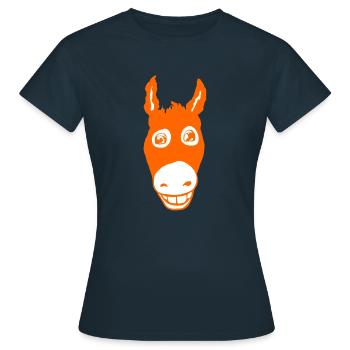 Orange âne souriant - T-shirt Femme - marine - Devant - AI Model Female 172 dark (172cm)