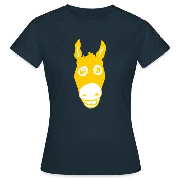 Jaune âne souriant - T-shirt Femme - marine - Devant - AI Model Female 172 dark (172cm)