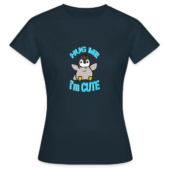 Pingu Hug Me - Frauen T-Shirt - Navy - Vorne - AI Model Female 172 dark (172cm)
