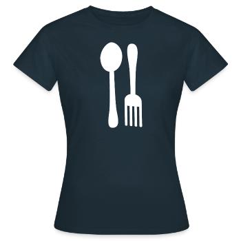eat - Women's T-Shirt - navy - Front - AI Model Female 172 dark (172cm)