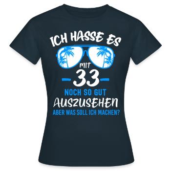 33. Geburtstag 33 - Frauen T-Shirt - Navy - Vorne - AI Model Female 172 dark (172cm)