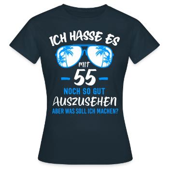 55. Geburtstag 55 - Frauen T-Shirt - Navy - Vorne - AI Model Female 172 dark (172cm)
