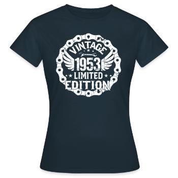 70. Geburtstag 1953 Biker Motorradfahrer 70 - Frauen T-Shirt - Navy - Vorne - AI Model Female 172 dark (172cm)