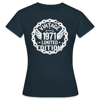 52. Geburtstag 1971 Biker Motorradfahrer 52 - Frauen T-Shirt - Navy - Vorne - AI Model Female 172 dark (172cm)