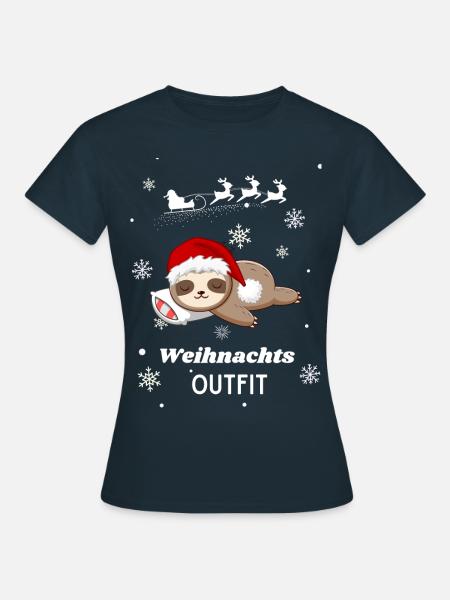 Weihnachts OUTFIT Faultier - Frauen T-Shirt - Navy