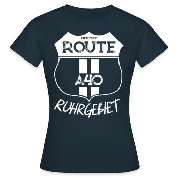A40 Ruhrgebiet Route Industrie - Frauen T-Shirt - Navy - Vorne - AI Model Female 172 dark (172cm)