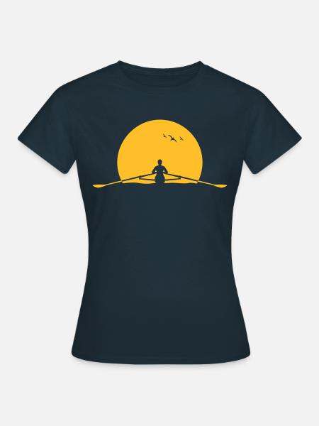Rowing sunset rower rowing skulls - Women's T-Shirt - navy