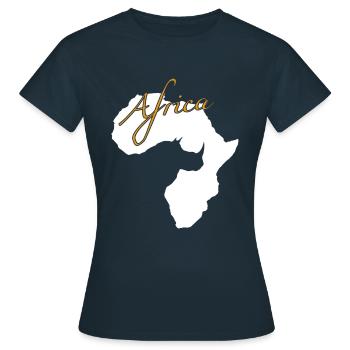 Africa Rhino - Frauen T-Shirt - Navy - Vorne - AI Model Female 172 dark (172cm)