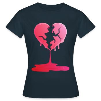gebrochenes Herz - Frauen T-Shirt - Navy - Vorne - AI Model Female 172 dark (172cm)