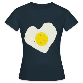 Spiegelei Herz - Frauen T-Shirt - Navy - Vorne - AI Model Female 172 dark (172cm)
