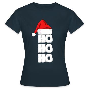 Santa, Santa, Santa, Santa, Marché de Noël - T-shirt Femme - marine - Devant - AI Model Female 172 dark (172cm)