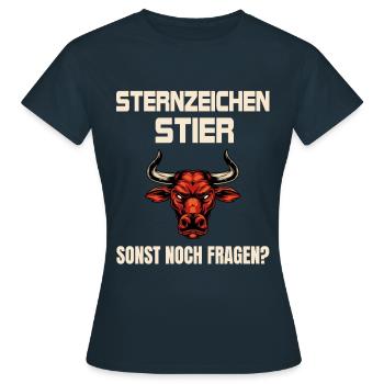 Sternzeichen Stier - Frauen T-Shirt - Navy - Vorne - AI Model Female 172 dark (172cm)