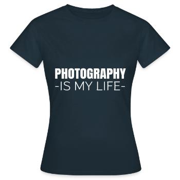 photography - Women's T-Shirt - navy - Front - AI Model Female 172 dark (172cm)