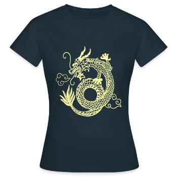 Dragon chinois - T-shirt Femme - marine - Devant - AI Model Female 172 dark (172cm)