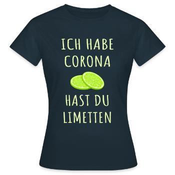 Corona Limetten Spruch - Frauen T-Shirt - Navy - Vorne - AI Model Female 172 dark (172cm)