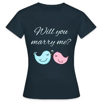 Demande de mariage - T-shirt Femme - marine - Devant - AI Model Female 172 dark (172cm)