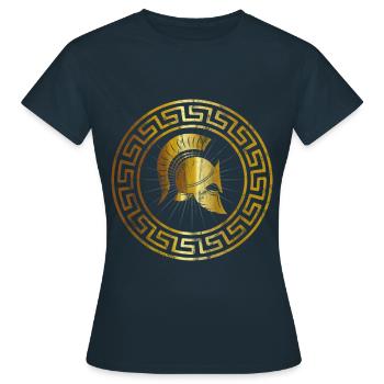 Sparta Vintage Krieger Helm Griechische Muster - Frauen T-Shirt - Navy - Vorne - AI Model Female 172 dark (172cm)