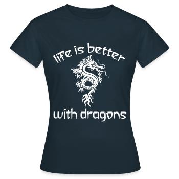 Dragon Dragon - T-shirt Femme - marine - Devant - AI Model Female 172 dark (172cm)