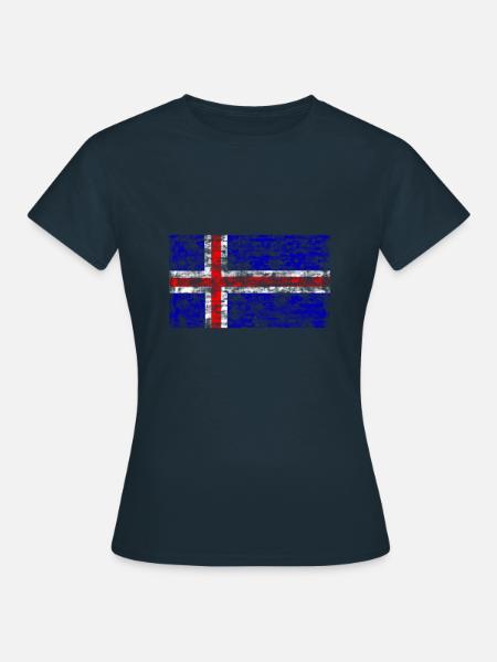 Island Flagge Vintage - Frauen T-Shirt - Navy