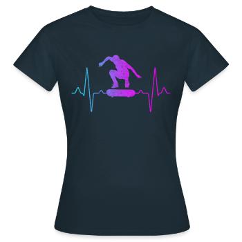 Skater Skate Heartbeat - T-shirt Femme - marine - Devant - AI Model Female 172 dark (172cm)