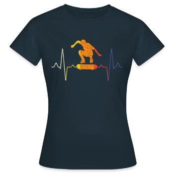 Skater Skate Heartbeat - T-shirt Femme - marine - Devant - AI Model Female 172 dark (172cm)