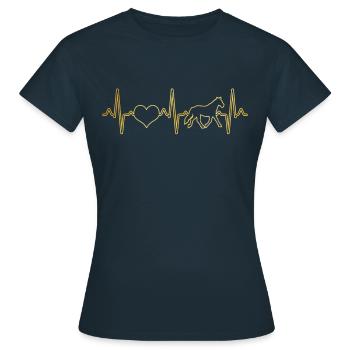 Pferd Herzschlag - Frauen T-Shirt - Navy - Vorne - AI Model Female 172 dark (172cm)