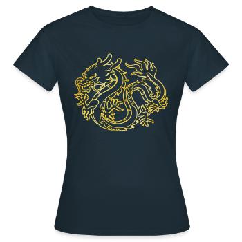 Dragon chinois - T-shirt Femme - marine - Devant - AI Model Female 172 dark (172cm)