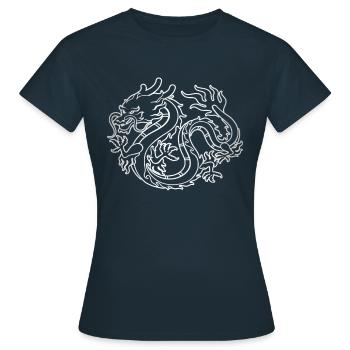 Dragon chinois - T-shirt Femme - marine - Devant - AI Model Female 172 dark (172cm)