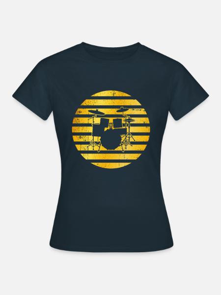 Schlagzeug goldenes Logo - Frauen T-Shirt - Navy