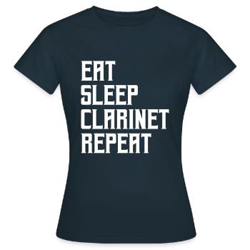 eat sleep clarinet repeat - Women's T-Shirt - navy - Front - AI Model Female 172 dark (172cm)