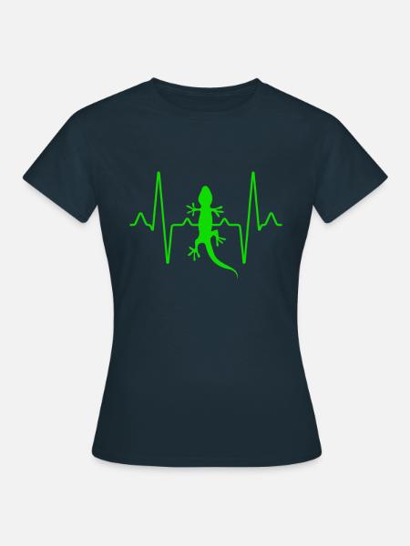 Eidechse Herzschlag - Frauen T-Shirt - Navy