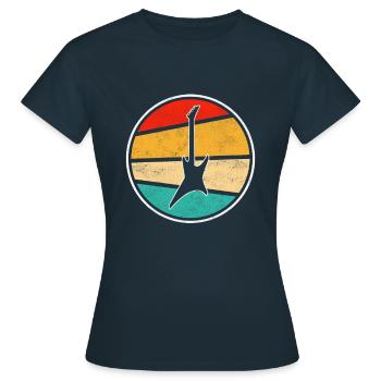 E Guitare Rétro - T-shirt Femme - marine - Devant - AI Model Female 172 dark (172cm)