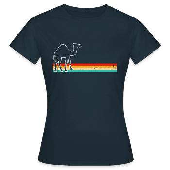 Dromedar Retro - Frauen T-Shirt - Navy - Vorne - AI Model Female 172 dark (172cm)