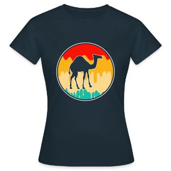 Dromedar Retro - Frauen T-Shirt - Navy - Vorne - AI Model Female 172 dark (172cm)