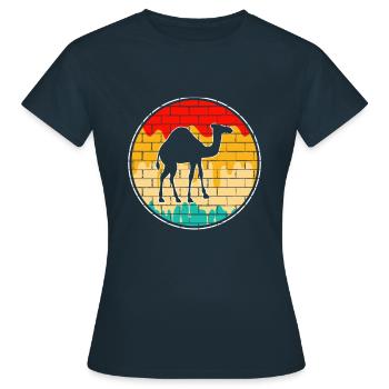 Retro Dromedar - Frauen T-Shirt - Navy - Vorne - AI Model Female 172 dark (172cm)