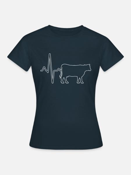 Kuh Rind Herzschlag - Frauen T-Shirt - Navy