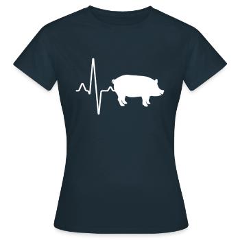 Schwein Herzschlag - Frauen T-Shirt - Navy - Vorne - AI Model Female 172 dark (172cm)