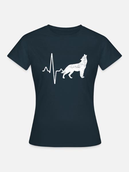 Wolf Herzschlag - Frauen T-Shirt - Navy