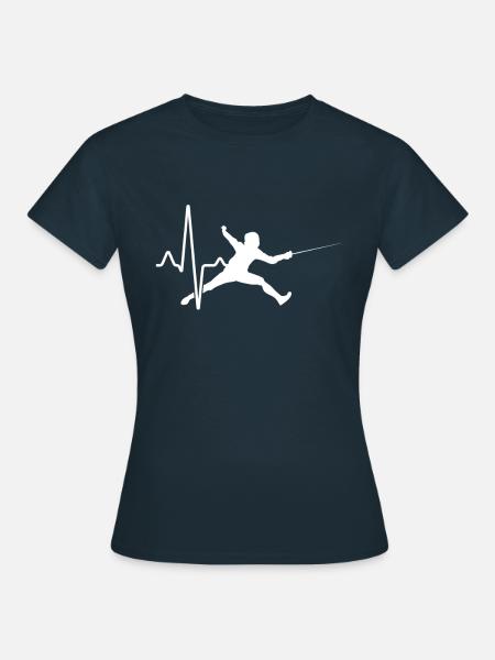 Fechten Herzschlag - Frauen T-Shirt - Navy