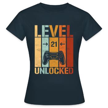 21e anniversaire Niveau 21 débloqué - T-shirt Femme - marine - Devant - AI Model Female 172 dark (172cm)