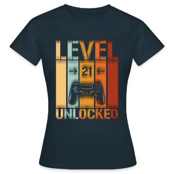 21e anniversaire Niveau 21 débloqué - T-shirt Femme - marine - Devant - AI Model Female 172 dark (172cm)