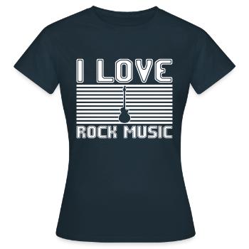 I love rock music - Frauen T-Shirt - Navy - Vorne - AI Model Female 172 dark (172cm)