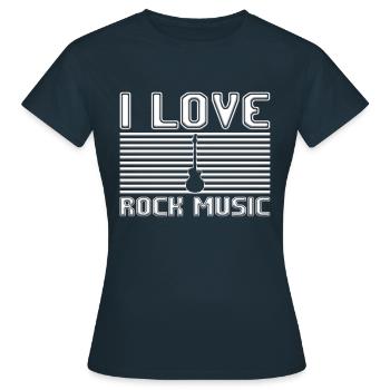 I love rock music - Frauen T-Shirt - Navy - Vorne - AI Model Female 172 dark (172cm)