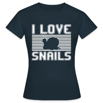 I love snails - Frauen T-Shirt - Navy - Vorne - AI Model Female 172 dark (172cm)