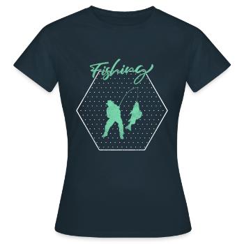 Angling - Women's T-Shirt - navy - Front - AI Model Female 172 dark (172cm)