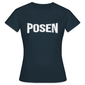 Posen - Frauen T-Shirt - Navy - Vorne - AI Model Female 172 dark (172cm)