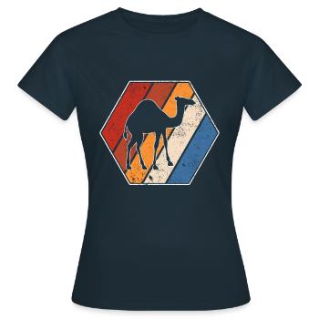 Dromedar Retro - Frauen T-Shirt - Navy - Vorne - AI Model Female 172 dark (172cm)