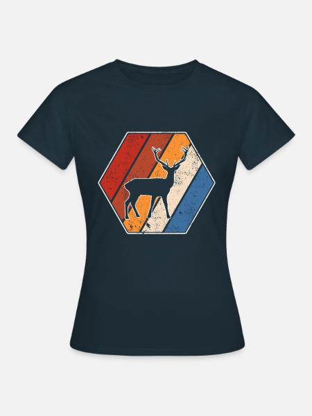 Hirsch Retro - Frauen T-Shirt - Navy