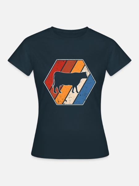 Rind Retro - Frauen T-Shirt - Navy